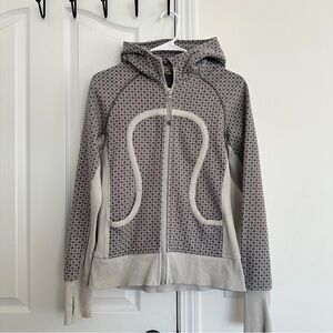 Lululemon Full-zip Scuba Hoodie Gray White Geometric Pattern